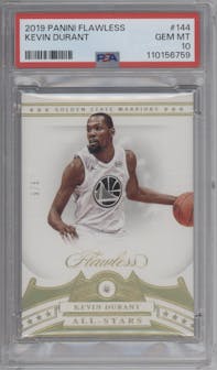 Kevin Durant from the 2019-20 Panini Flawless set graded by PSA and given an overall grade of 10.