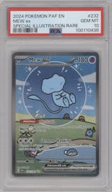 Mew ex from the 2024 Pokemon SV set graded by PSA and given an overall grade of 10.
