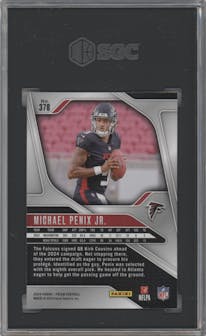 Michael Penix Jr. from the 2024 Panini Prizm set graded by SGC and given an overall grade of 10.