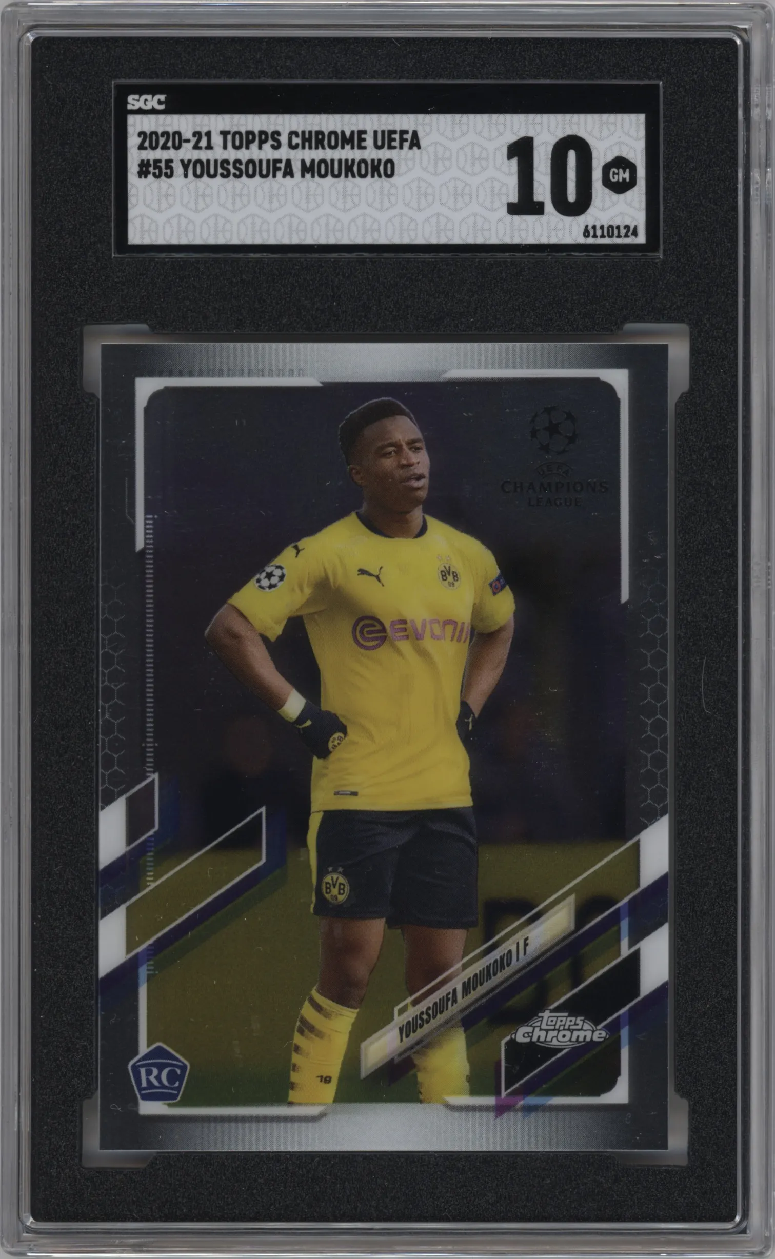 2020 Topps Chrome UEFA Champions League Youssoufa Moukoko #55 SGC 10