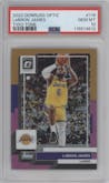 LeBron James from the 2022-23 Panini Donruss Optic  set featuring a Two Tone parallel graded by PSA and given an overall grade of 10.