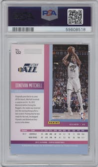 Donovan Mitchell from the 2017-18 Panini Status set graded by PSA and given an overall grade of 8.