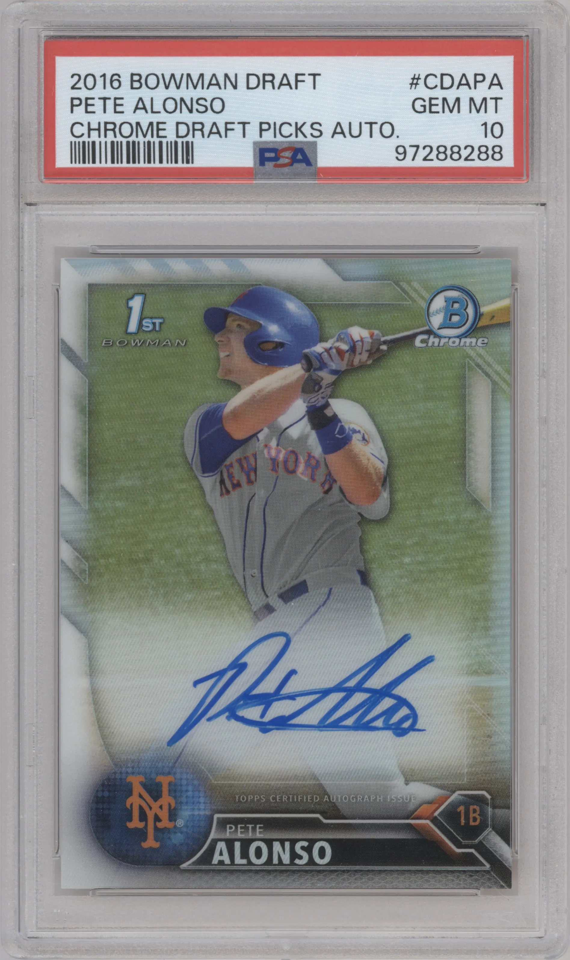 2016 Bowman Draft Chr.Auto Pete Alonso Refractor PSA 10