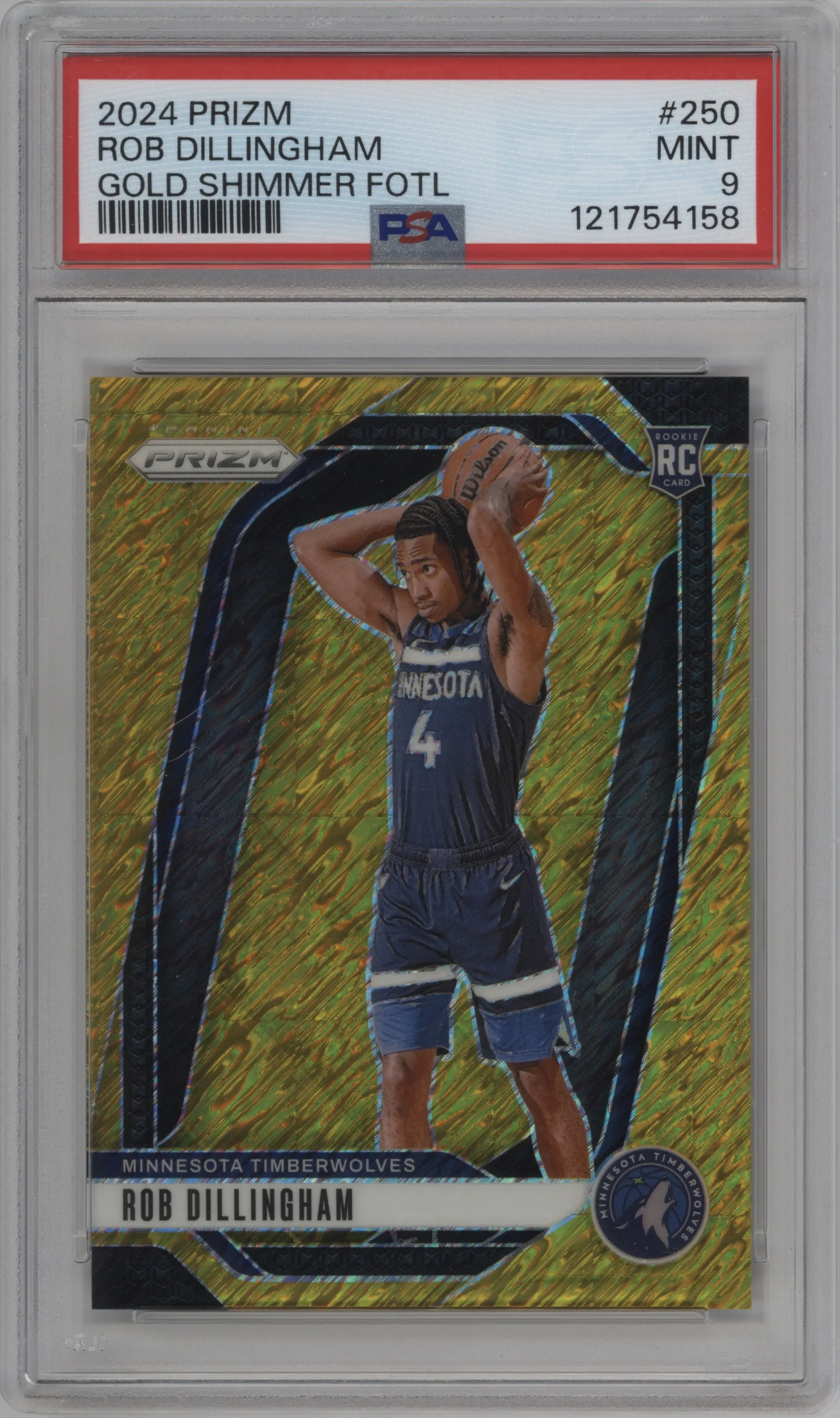 2024 Panini Prizm Rob Dillingham Gold Shimmer Prizms FOTL #250 PSA 9