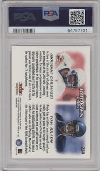 Giovanni Carmazzi/Tom Brady from the 2000 Skybox Dominion set graded by PSA and given an overall grade of 9.