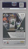 Jordan Love from the 2020 Panini Mosaic set featuring a White Mosaic parallel graded by PSA and given an overall grade of 9.