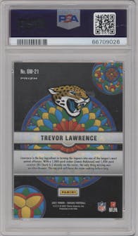 Trevor Lawrence from the 2021 Panini Mosaic set graded by PSA and given an overall grade of 9.