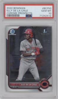 Elly De La Cruz from the 2022 Bowman set graded by PSA and given an overall grade of 10.