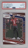 Xavier Worthy from the 2024 Panini Absolute set featuring a Red & Blue parallel graded by PSA and given an overall grade of 10.