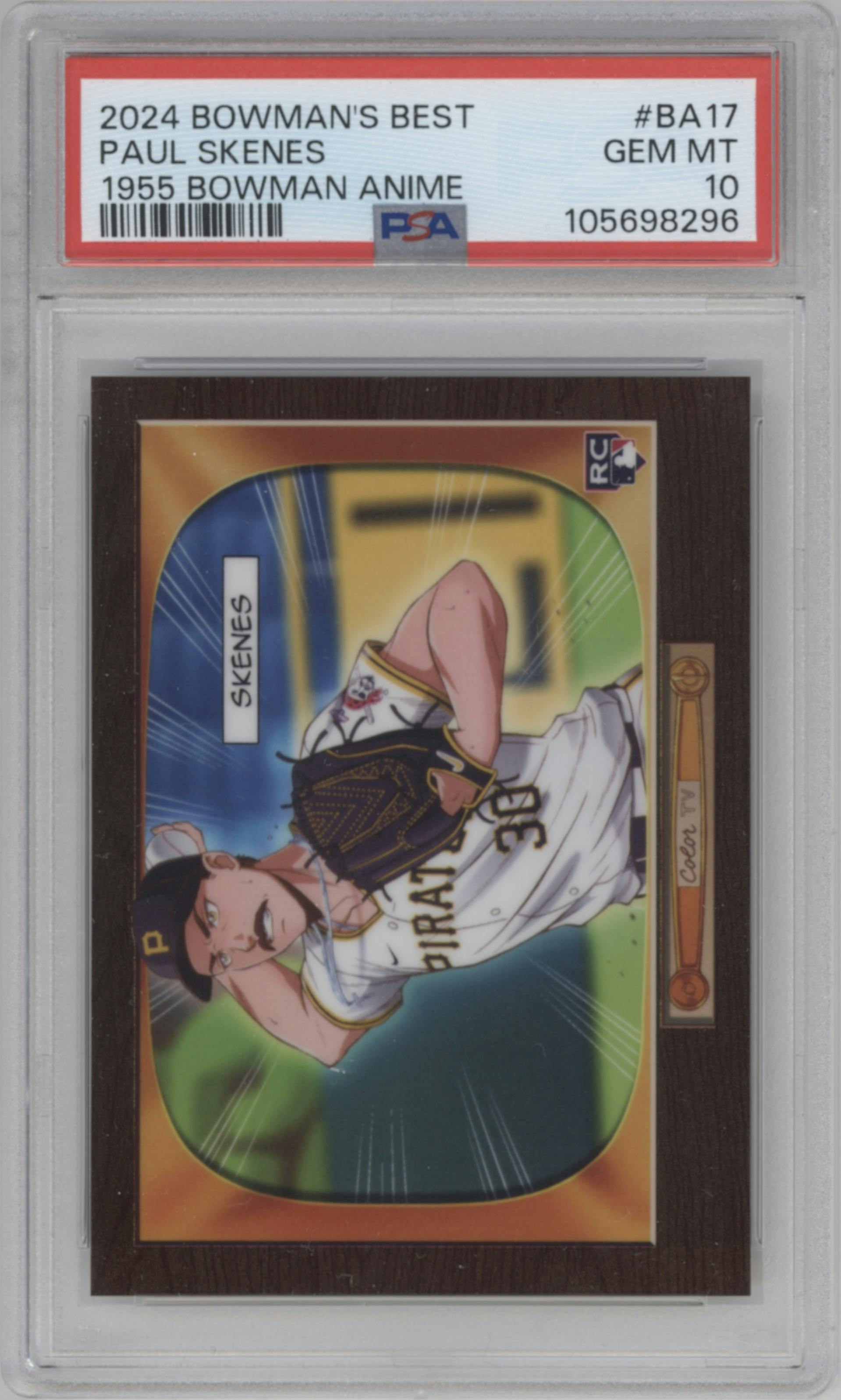 Paul Skenes from the 2024 Bowman's Best set graded by PSA and given an overall grade of 10.