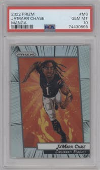 Ja'Marr Chase from the 2022 Panini Prizm set graded by PSA and given an overall grade of 10.