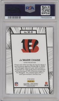 Ja'Marr Chase from the 2022 Panini Prizm set graded by PSA and given an overall grade of 10.