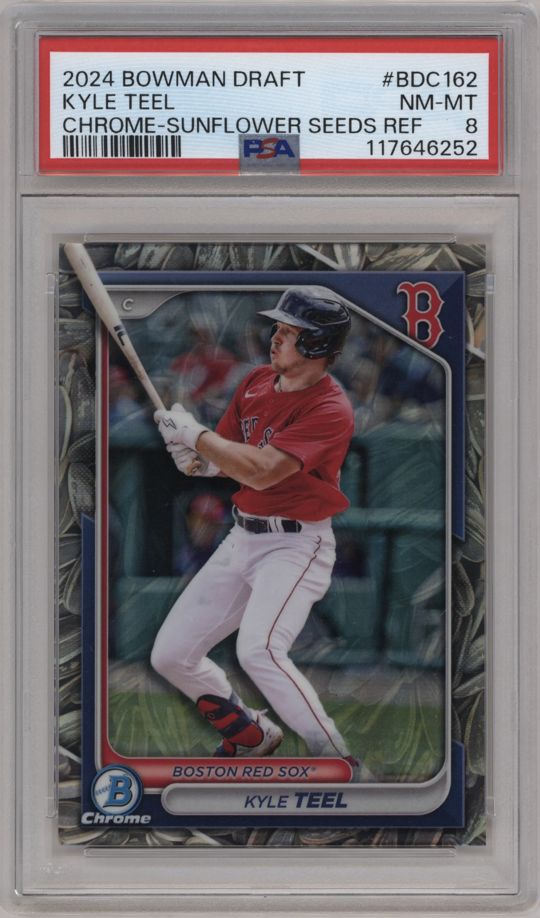 2024 Bowman Draft Chrome Kyle Teel Sunflower Seeds Refractor PSA 8