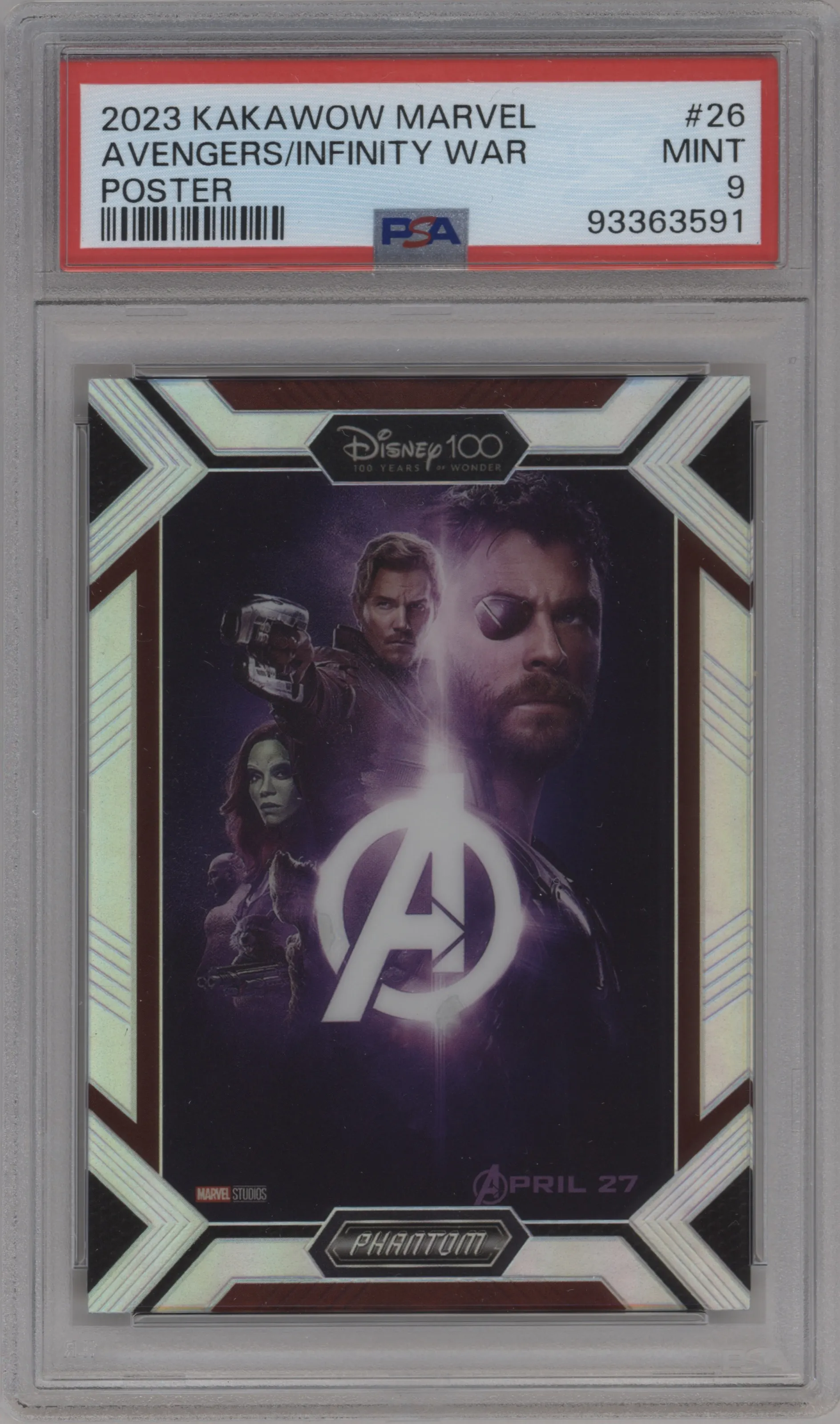 2023 Kakawow Phantom Disney 100 Marvel Poster Avengers: Infinity War #PM-HB-26 PSA 9