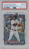 Braden Montgomery from the 2024 Bowman Draft set featuring a Sparkle Refractor parallel graded by PSA and given an overall grade of 8.