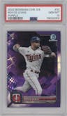 Royce Lewis from the 2022 Bowman Chrome Sapphire Edition set featuring a Purple parallel graded by PSA and given an overall grade of 10.