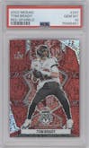 Tom Brady from the 2022 Panini Mosaic set featuring a Red Sparkle parallel graded by PSA and given an overall grade of 10.