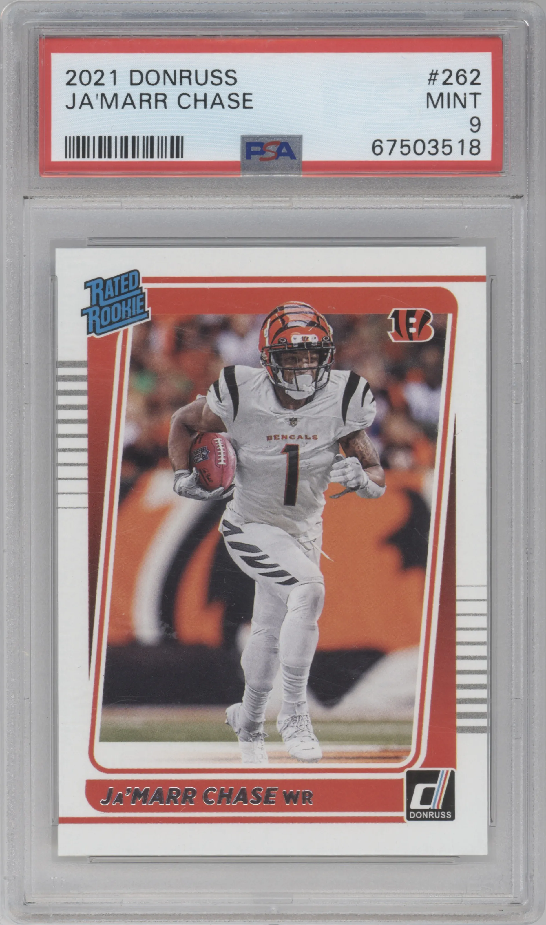 2021 Panini Donruss Rated Rookie Ja'Marr Chase PSA 9