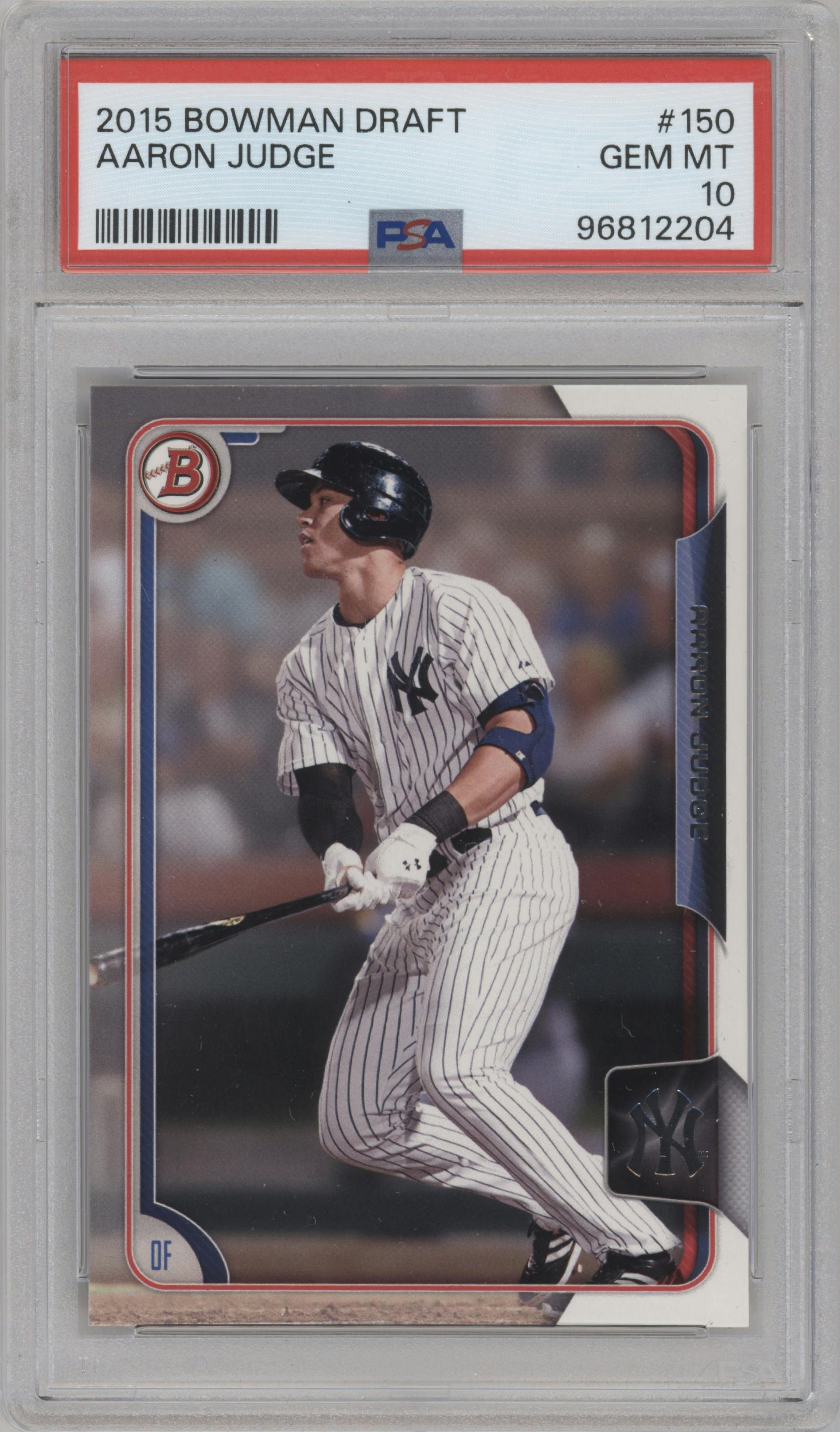 Aaron Judge from the 2015 Bowman Draft set graded by PSA and given an overall grade of 10.
