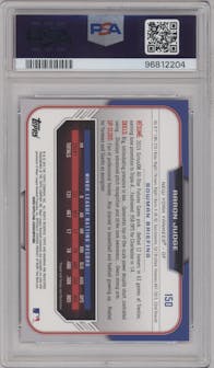 Aaron Judge from the 2015 Bowman Draft set graded by PSA and given an overall grade of 10.