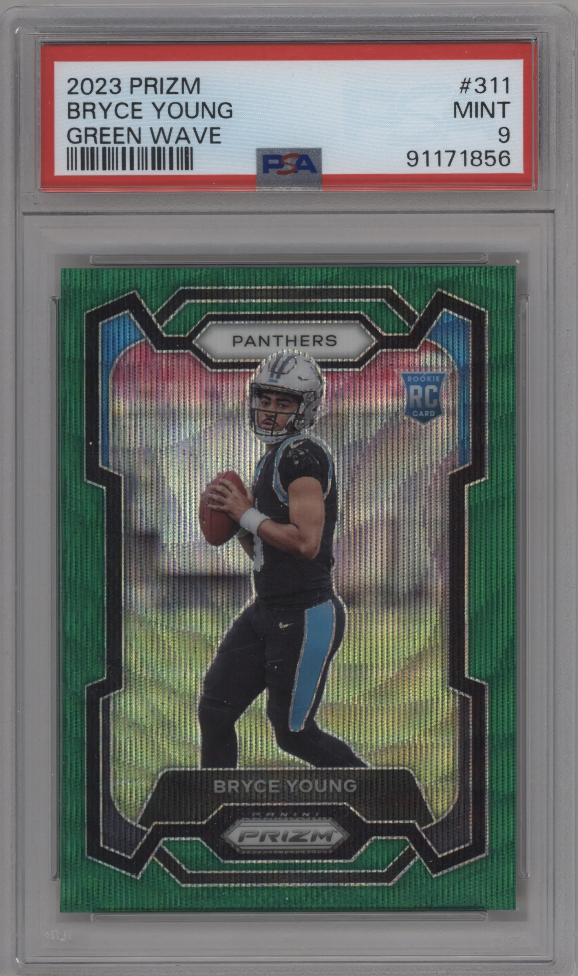 2023 Panini Prizm Bryce Young Green Wave #311 PSA 9