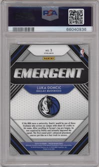 Luka Doncic from the 2018-19 Panini Prizm set featuring a Silver Prizm parallel graded by PSA and given an overall grade of 10.