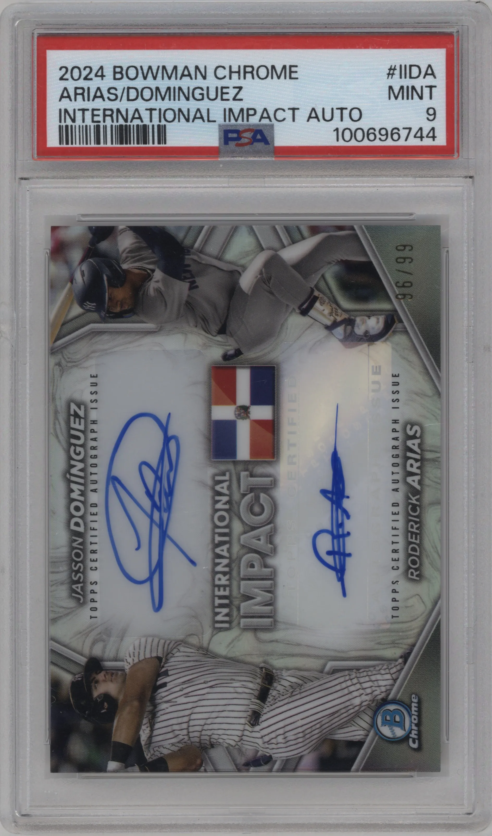 2024 Bowman Chrome Int.Impact Auto Roderick Arias/Jasson Dominguez PSA 9