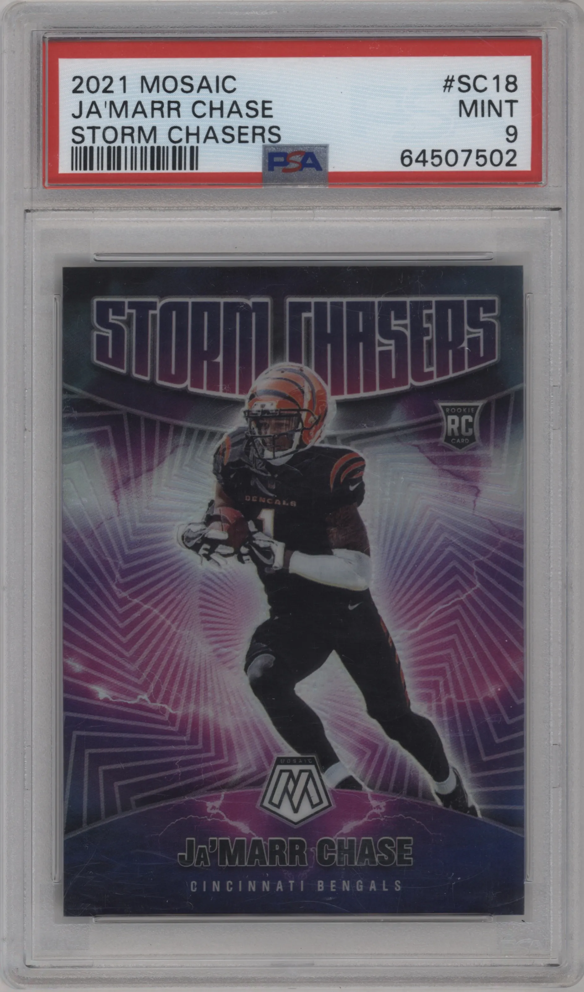 2021 Panini Mosaic Storm Chasers Ja'Marr Chase #SC-18 PSA 9