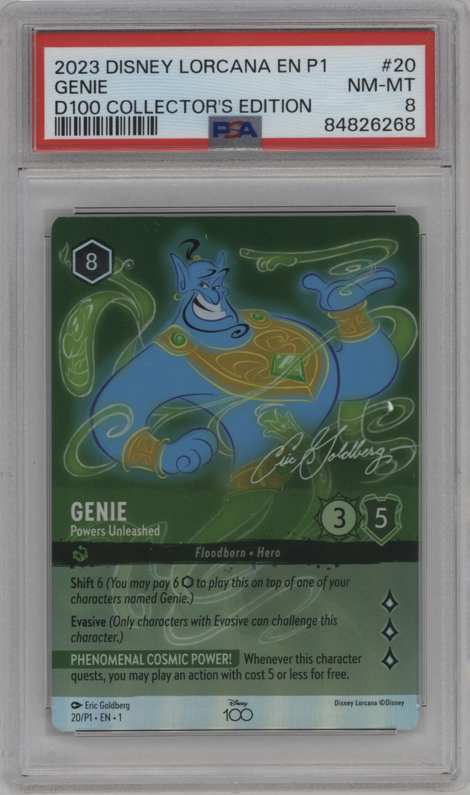 2023 Disney Lorcana Disney100 Set Genie PSA 8