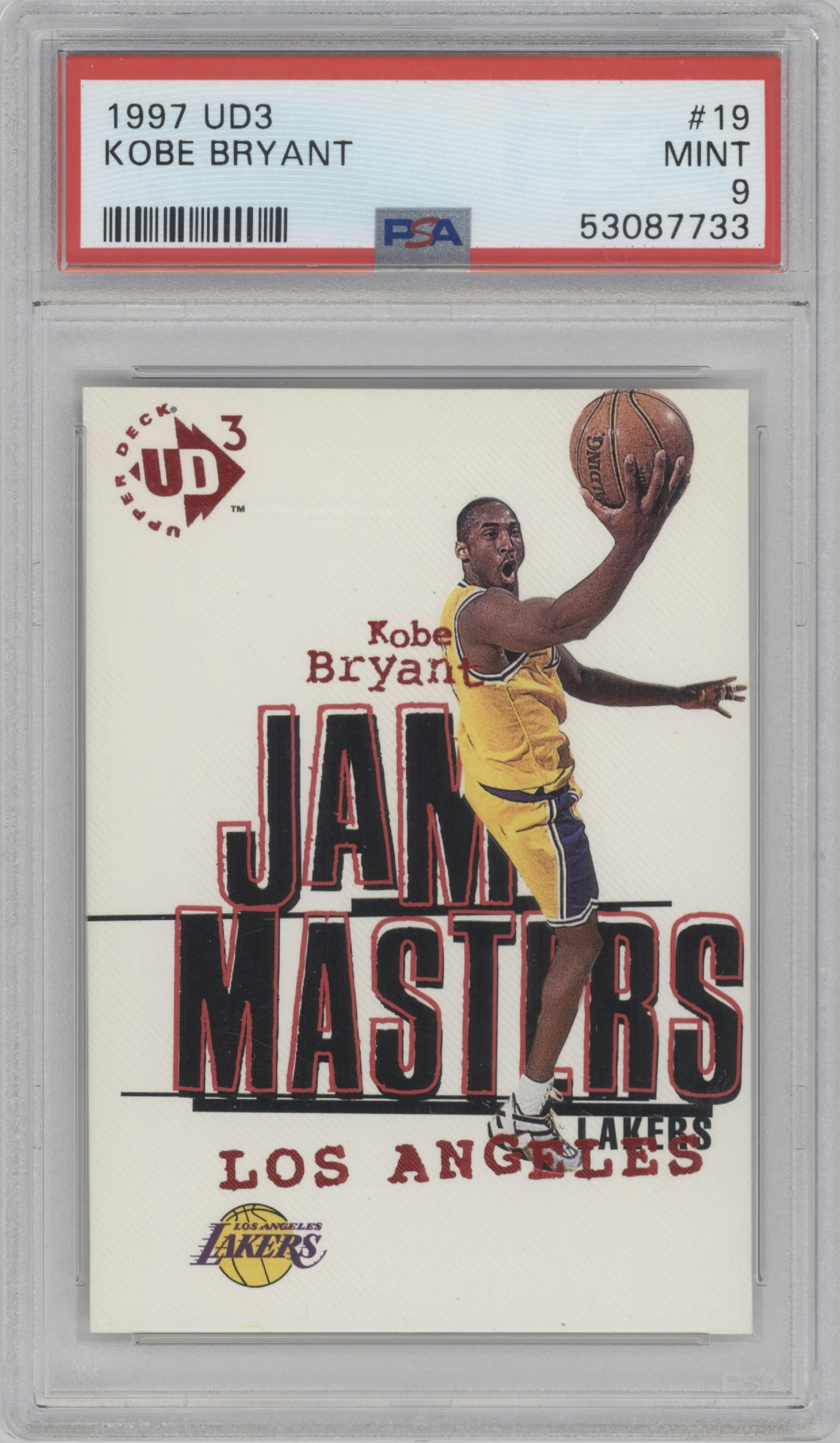 Kobe Bryant from the 1997-98 Upper Deck UD3 set graded by PSA and given an overall grade of 9.