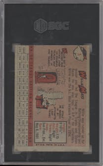 Willie Mays from the 1958 Topps set graded by SGC and given an overall grade of 2.