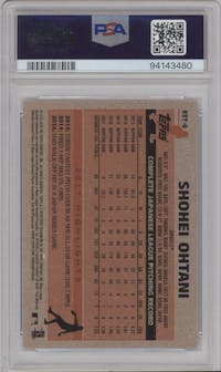 Shohei Ohtani from the 2018 Topps Chrome set graded by PSA and given an overall grade of 10.