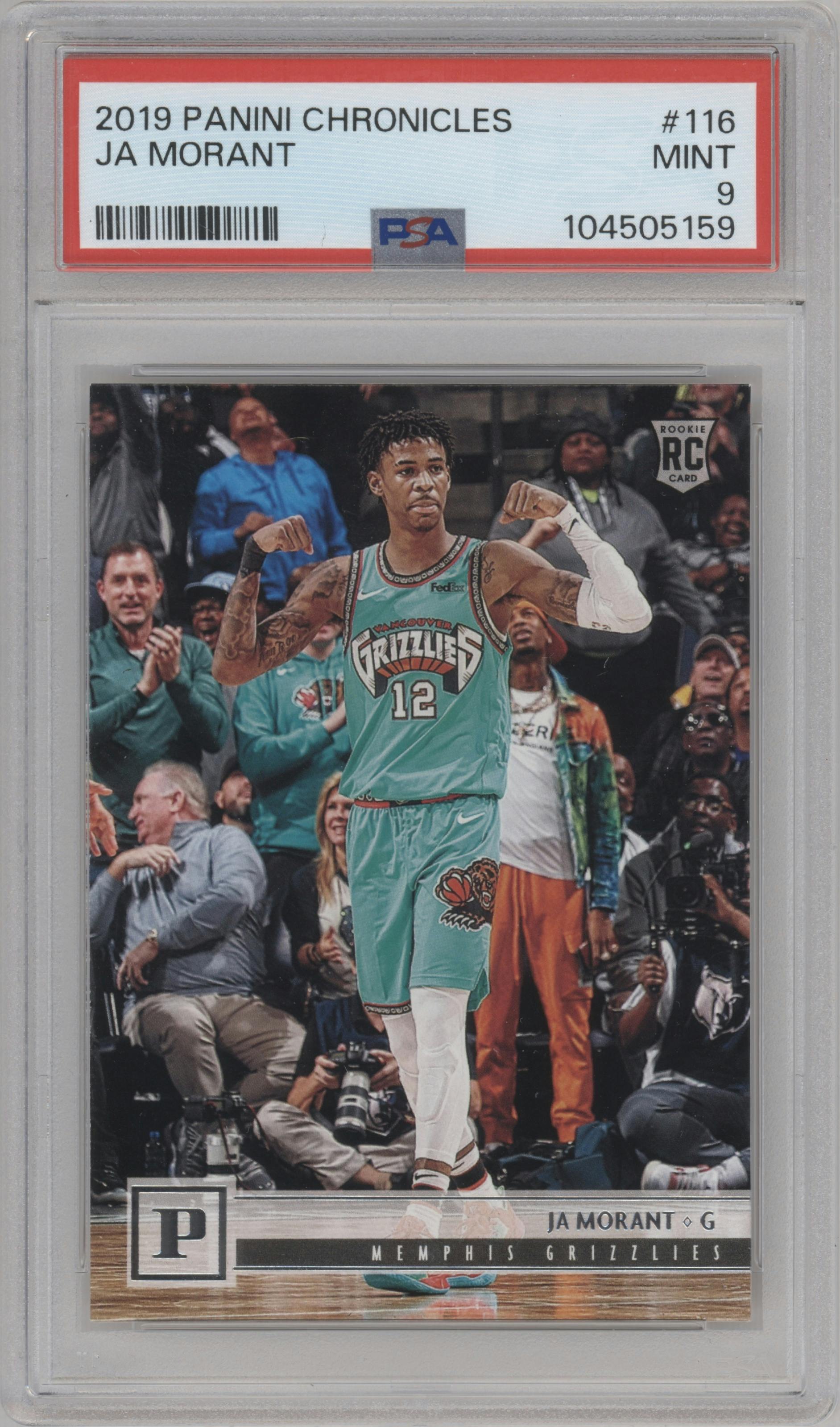 Ja Morant from the 2019-20 Panini Chronicles  set graded by PSA and given an overall grade of 9.