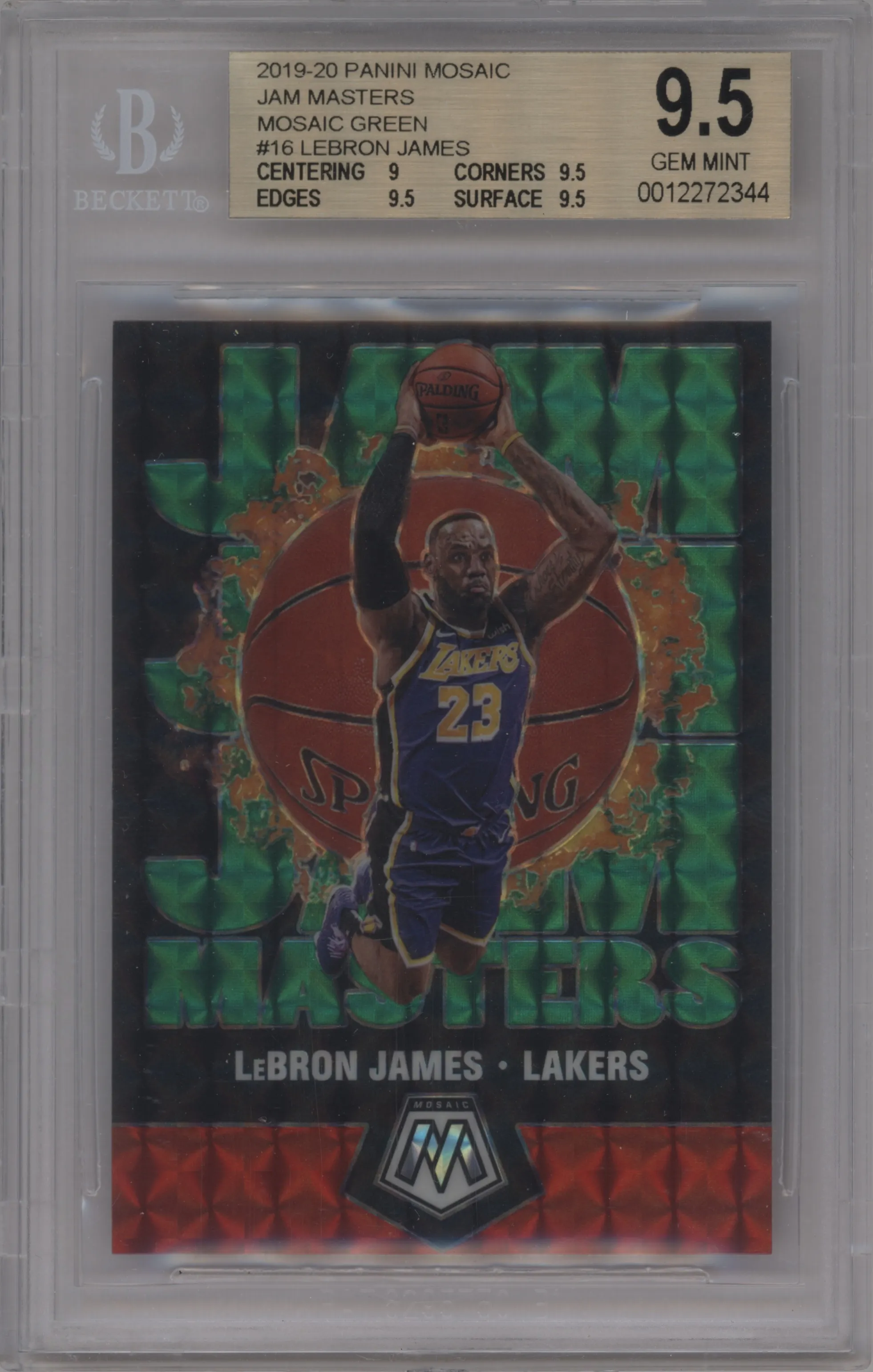 2019 Panini Mosaic Jam Masters LeBron James Green Mosaic #16 BGS 9.5