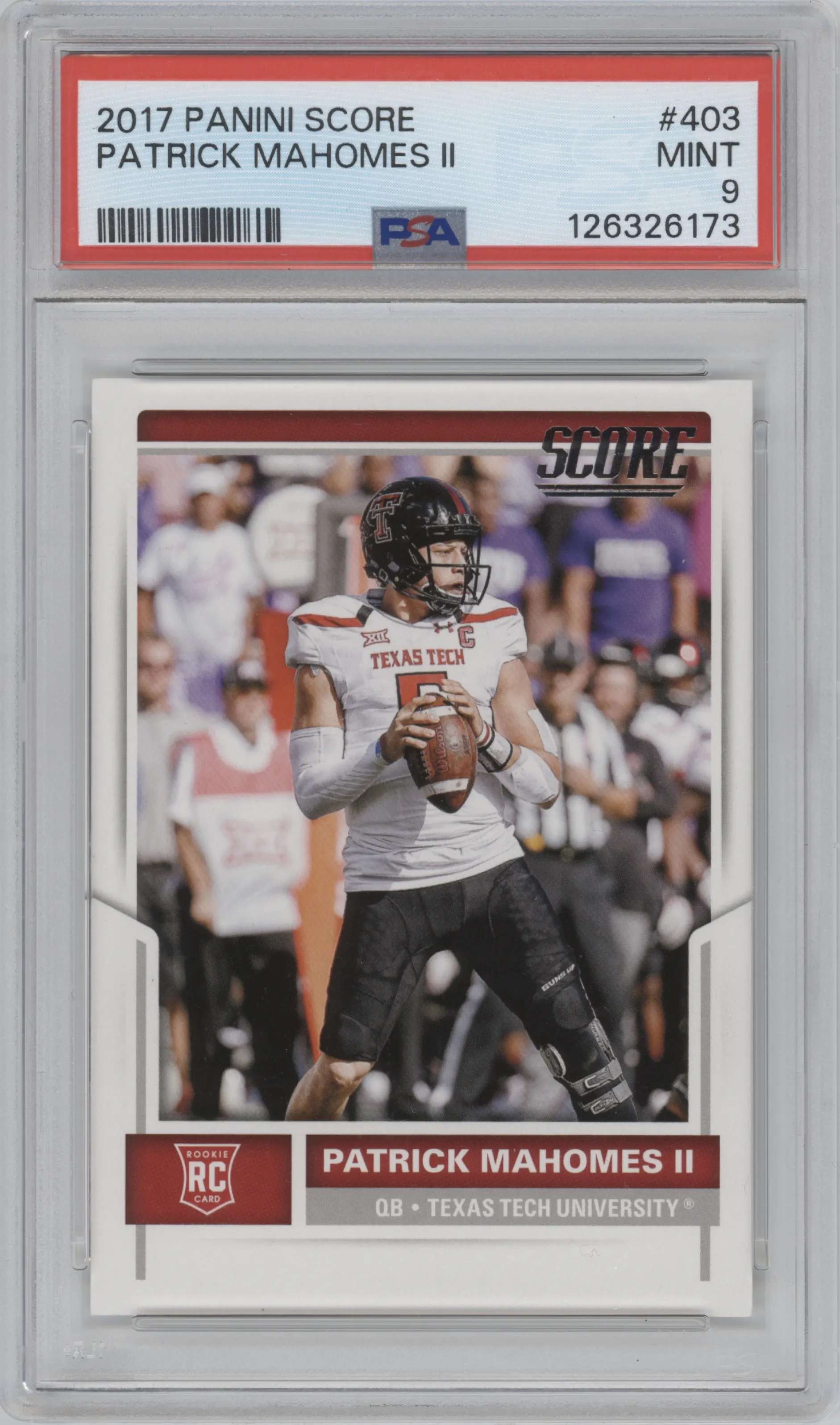 2017 Panini Score Patrick Mahomes II #403 PSA 9
