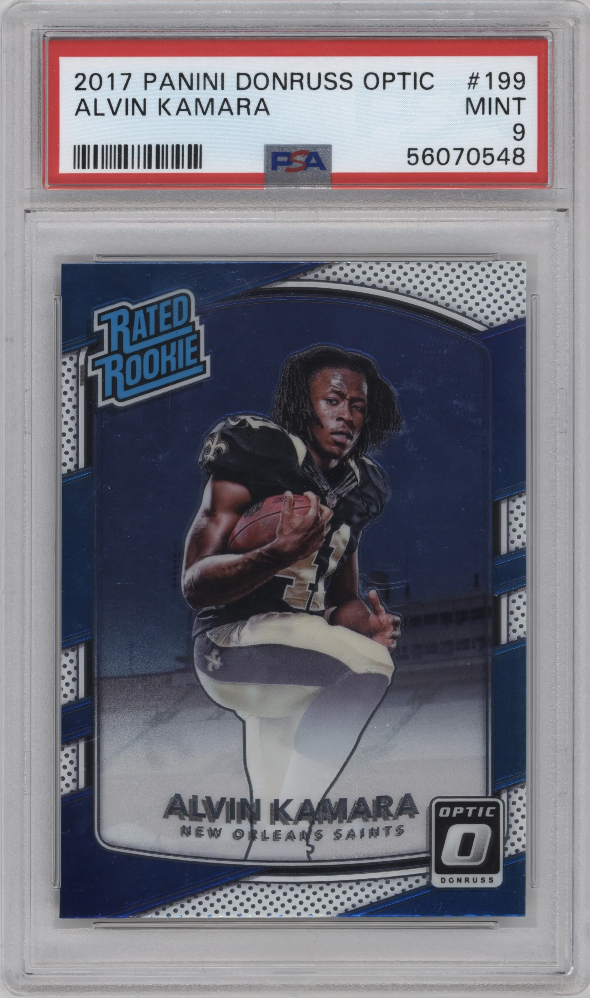 2017 Panini Donruss Optic Rated Rookie Alvin Kamara #199 PSA 9