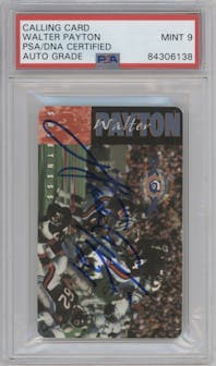 Walter Payton from the Business Card set featuring a AUTO parallel graded by PSA and given an overall grade of 0.