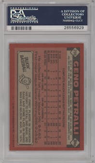 Geno Petralli from the 1986 Topps set graded by PSA and given an overall grade of 9.