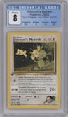Giovanni's Meowth from the 2000 Pokemon GH set graded by CSG and given an overall grade of 8.