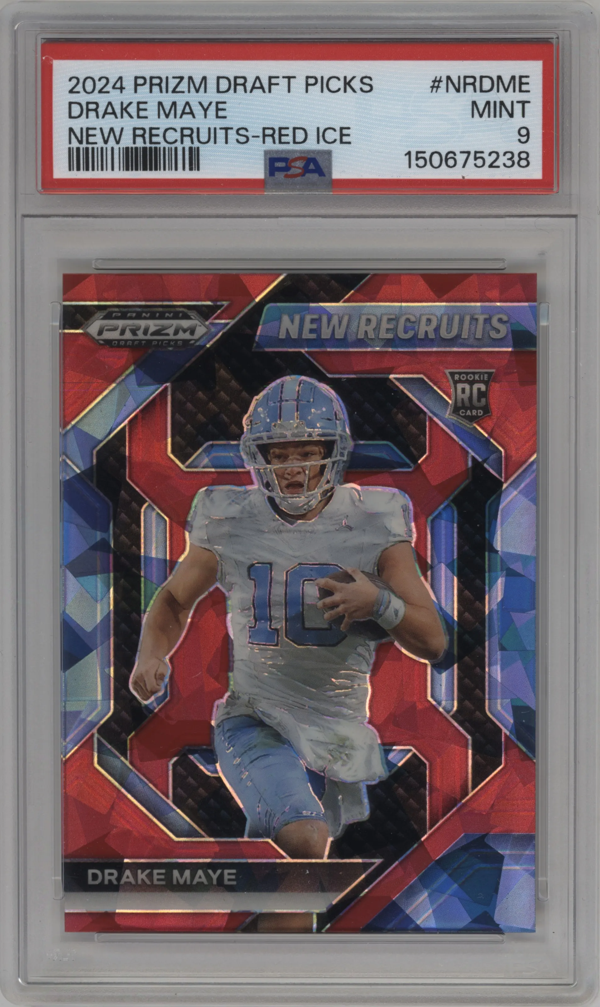 2024 Panini Prizm Draft Picks New Recruits Drake Maye Red Ice #NR-DME PSA 9