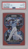 Bobby Witt Jr. from the 2022 Panini Prizm set featuring a Red Prizm  parallel graded by PSA and given an overall grade of 10.