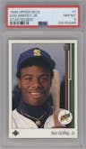 Ken Griffey Jr. from the 1989 Upper Deck set graded by PSA and given an overall grade of 8.