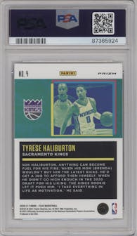 Tyrese Haliburton from the 2020-21 Panini Flux set featuring a Silver parallel graded by PSA and given an overall grade of 10.