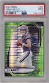 J.J. McCarthy from the 2024 Panini Prizm set featuring a Neon Green Pulsar  parallel graded by PSA and given an overall grade of 9.