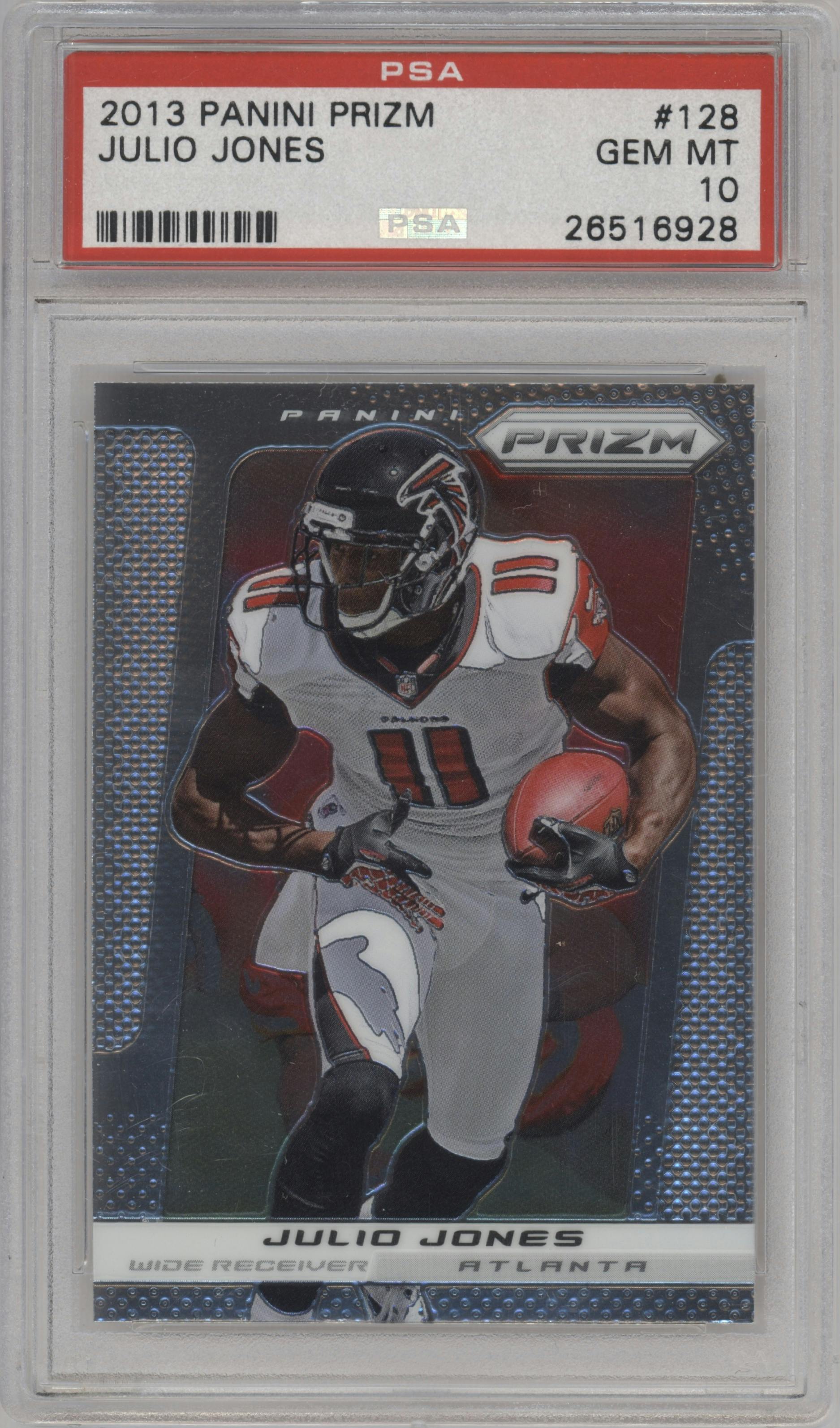 Julio Jones from the 2013 Panini Prizm set graded by PSA and given an overall grade of 10.