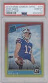 Josh Allen from the 2018 Panini Donruss Optic set featuring a Red/Yellow parallel graded by PSA and given an overall grade of 10.
