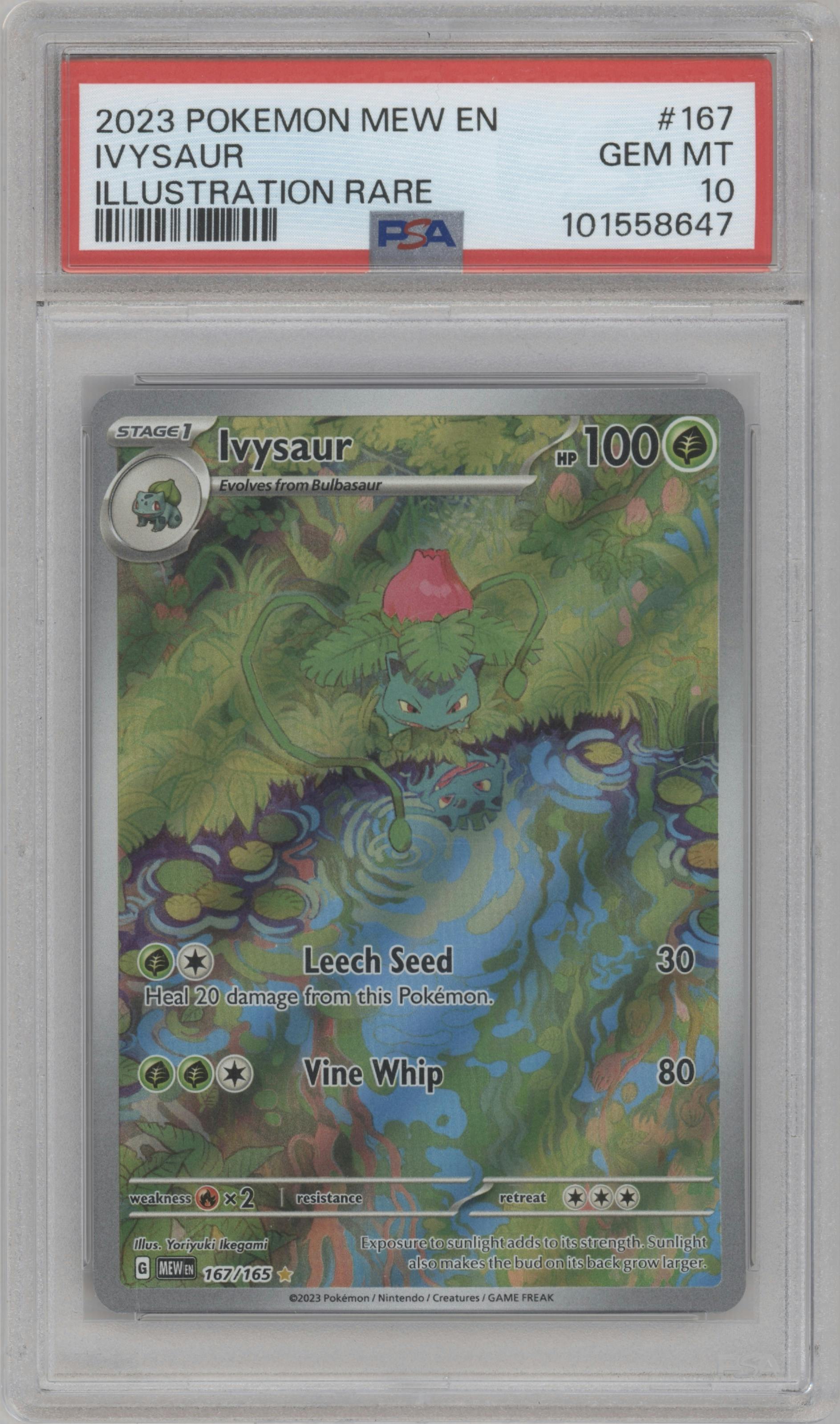 Ivysaur from the 2023 Pokemon SV set graded by PSA and given an overall grade of 10.