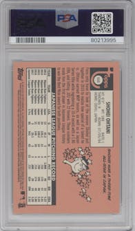 Shohei Ohtani from the 2018 Topps Heritage High Number set graded by PSA and given an overall grade of 10.