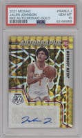 Jalen Johnson from the 2021-22 Panini Mosaic  set featuring a Gold Mosaic parallel graded by PSA and given an overall grade of 10.