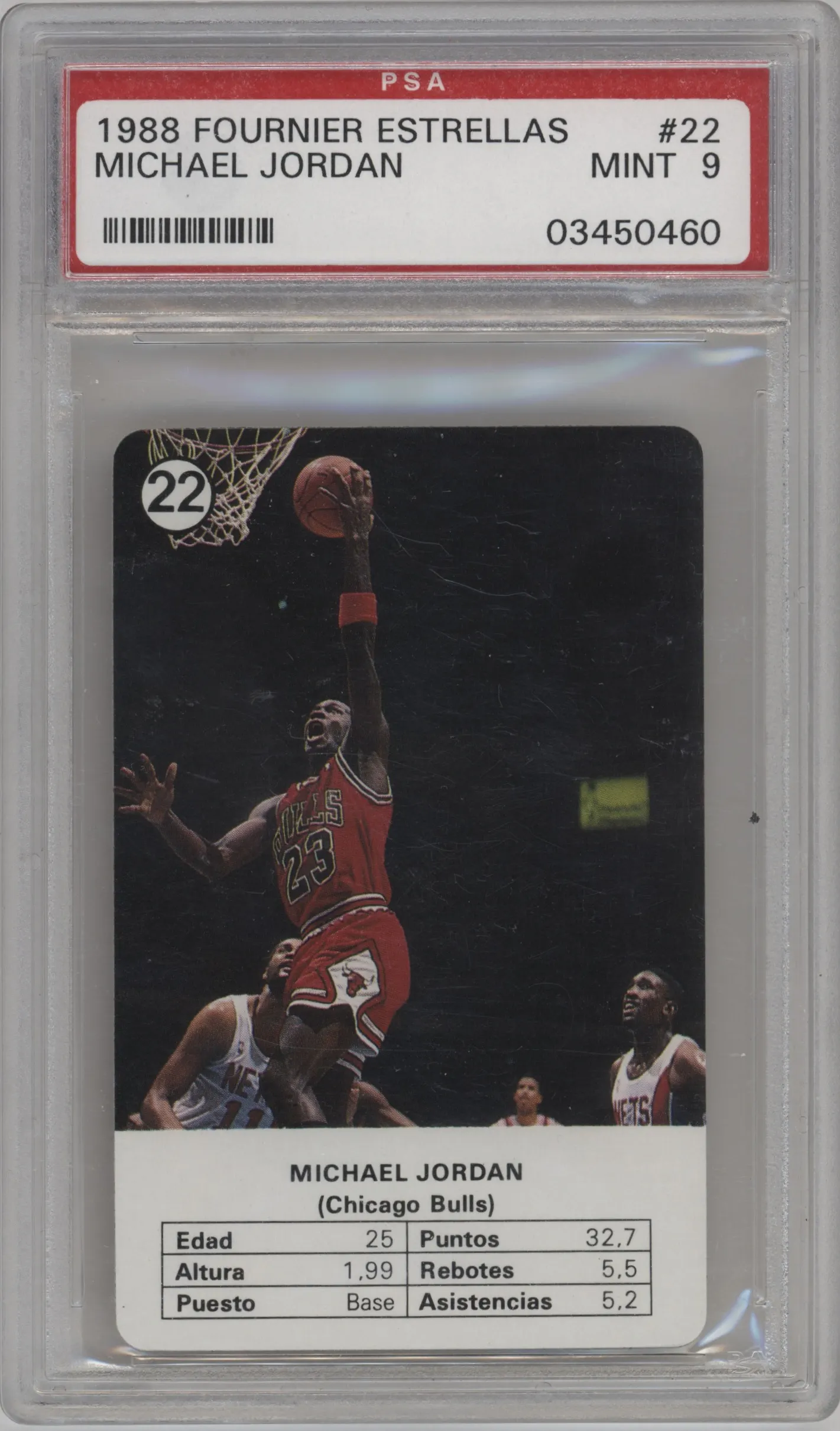 1988 Fournier Estrellas Michael Jordan #22 PSA 9